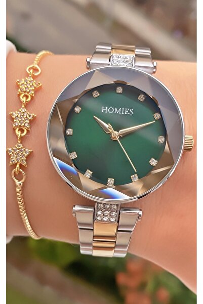 Homies ساعة يد نسائية أصلية ذات لون أصفر فضي مع ضمان لمدة عامين وهيكل فولاذي ...