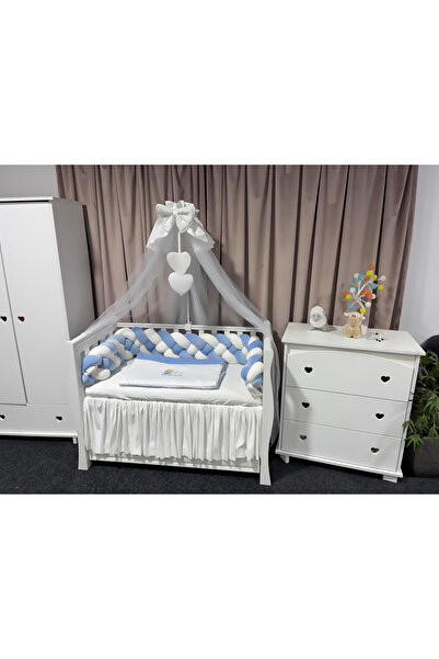 PeppiBambini Lenjerie de patut personalizata 7 piese -Laterale Impletite Cati...