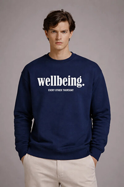 COMBİNE MİCHAİL Ανδρικό φούτερ με στάμπα κειμένου σε χαλαρή γραμμή, σε σκούρο...