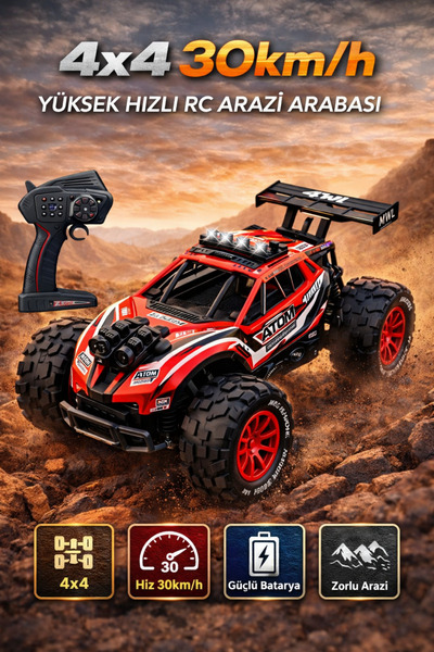 YILDIRIM OYUNCAK Uzaktan Kumandalı Şarjlı LED Işıklı 4x4 RC Arazi Arabası 30K...