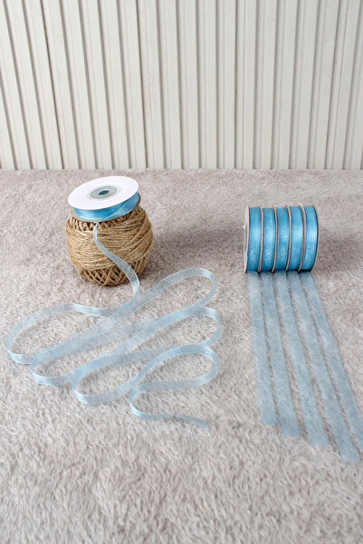 Mortex Baby Blue Organza Tulle Ribbon 1 cm 22 Mt - Bundle, Wedding, Engagemen...