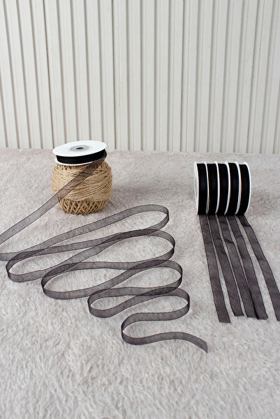 Mortex شريط تول أورجانزا أسود 1 سم 22 متر - للحزم، الزفاف، الخطوبة، الهدايا، ...