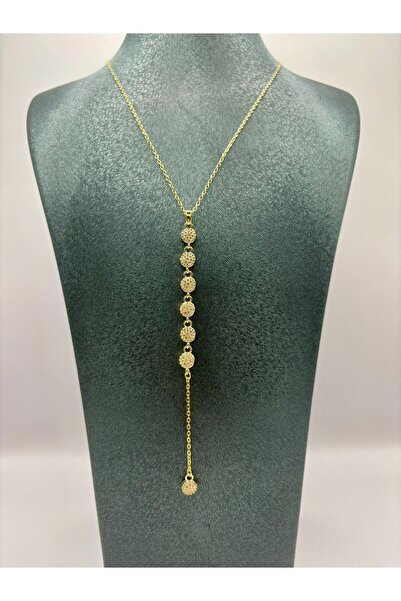 aurora dükkan قلادة على شكل حرف Y من حجر الذهب الصلب