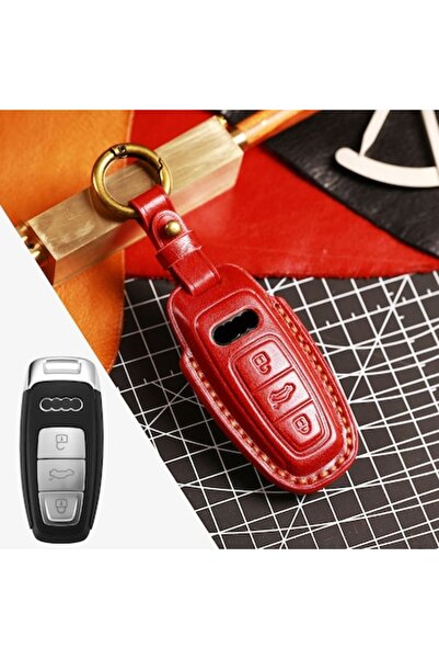 Nabi Market Premium Leather Key Protection Case Red Compatible with AUDI 2011...