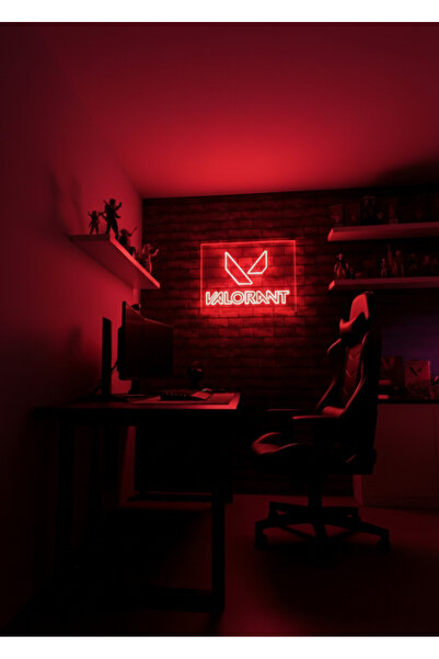 dekoraven Valoran Neon Led Işıklı Tabela Oyuncu Gamer odası Dekoratif Aydınlatma
