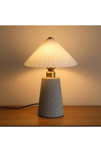 Generic Stone Design Table Lamp with Conical Shade