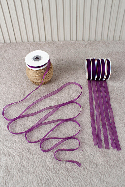 Mortex Purple Organza Tulle Ribbon 1 cm 22 Meters - Bundle, Wedding, Engageme...