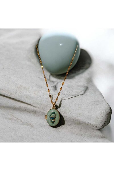 ELZEMORA Kapaklı Deniz Mavisi Çelik Kolye