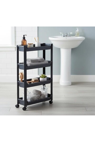 AyrStore 4 Katlı Slim Tekerlekli Düzenleyici Raf - 14.5 cm Ultra İnce Tasarım...