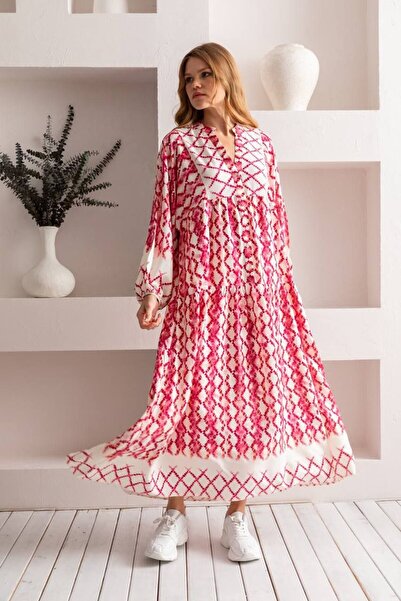 PREMİER VİE Hijab Viscose Dress – Patterned, Comfortable Fit, Everyday Wear