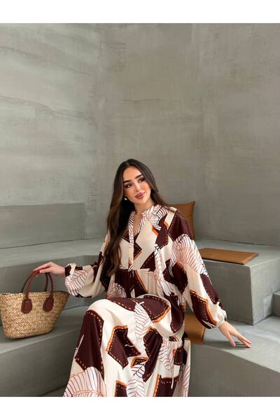 PREMİER VİE Hijab Viscose Dress – Patterned, Comfortable Fit, Everyday Wear