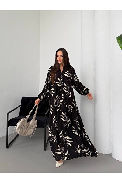 PREMİER VİE Hijab Viscose Dress – Patterned, Comfortable Fit, Everyday Wear