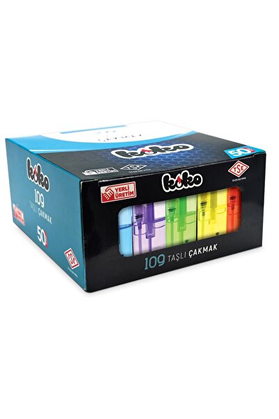 Koko 109 Taşlı Çakmak 50 Adet, Şeffaf, RENKLİ