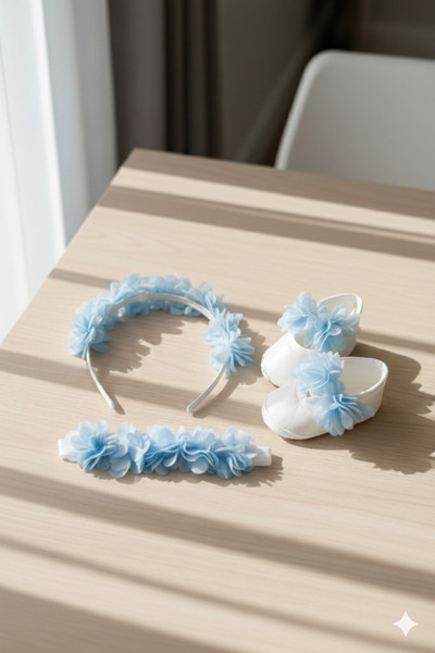 Rengarenk Minikler Baby Mother Floral Crown and Newborn Headband, Baby Bootie...