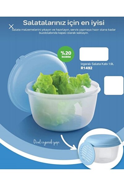 Tupperware Izgaralı salata saklama kabı 1.9lt