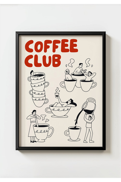 MIOVI WORKS Coffee Club Surreal | Modern Minimalist Kahve Serüveni Mutfak Duv...