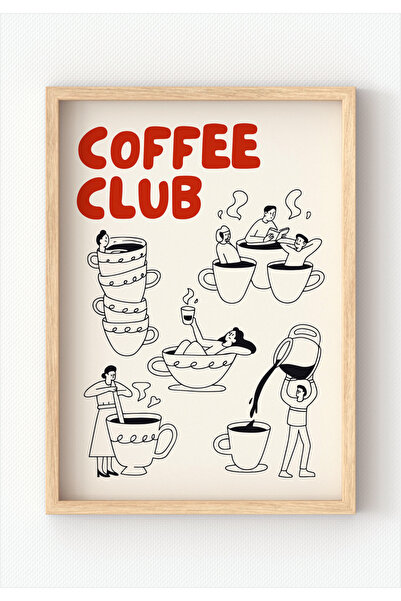MIOVI WORKS Coffee Club Surreal | Modern Minimalist Kahve Serüveni Mutfak Duv...