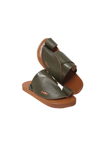 chic najd Oriental olive-colored patterned shoe, lined with leather, size 43