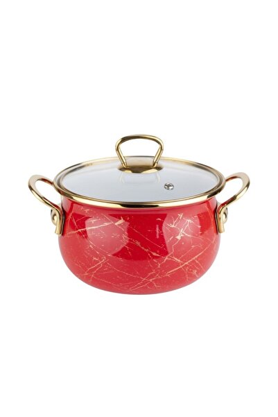 goldmann Enamel Pot, 28 x 17 cm, 10.5 liters, golden titanium handles, glass ...