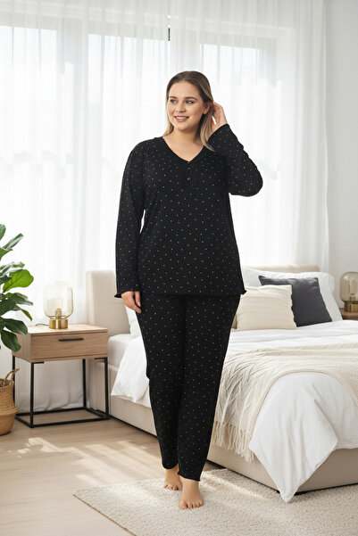SEBOTEKS Thin Bamboo Fabric Long Sleeve Large Size Women's Pajama Set 800