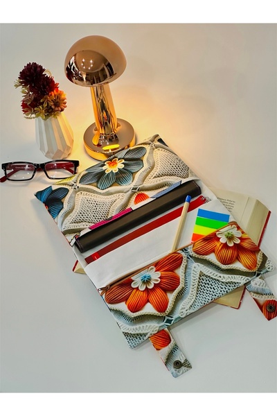 harmony dirndl Zippered Multi-Compartment Book Bag │ Patterned Book Notebook ...