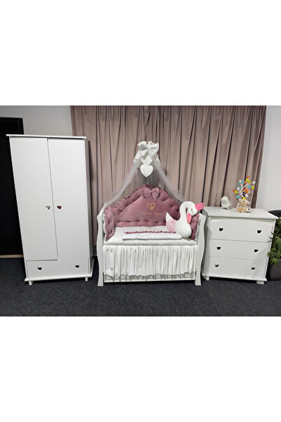 PeppiBambini Personalized 7-piece cot bedding REGAL Velvet Pink -