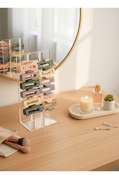 MY VİNTAGE Set of 12 Square 8 cm Colorful Women's Buckle Clips