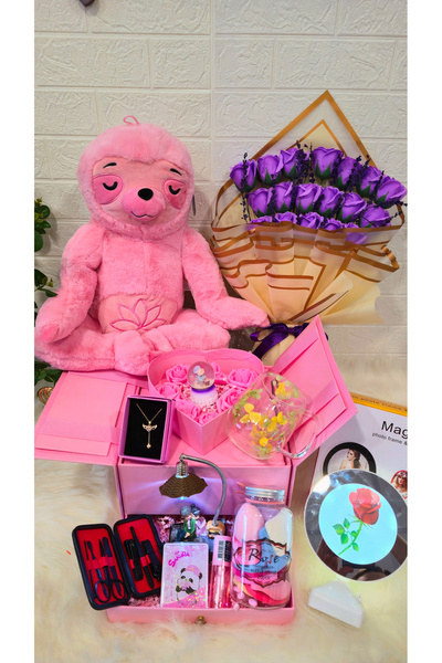 Laydy Collection Ultra Lüks Kız Arkadaş Hediye Kutusu | Çiçekli & Takılı Prem...