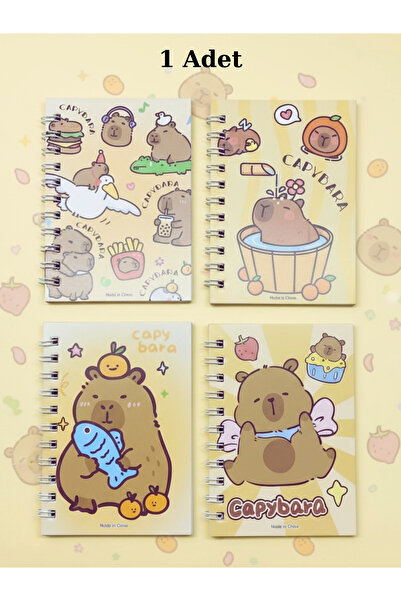 ÖZ OFİS Capybara Kapibara Baskılı A7 Spiralli Çizgili Not Defteri - Tekli