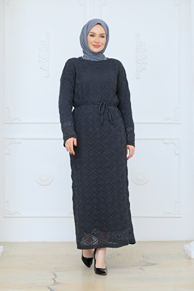 Pamuk Butik Women's Spanish Style Ribbed Knit Dress with Mesh Lining