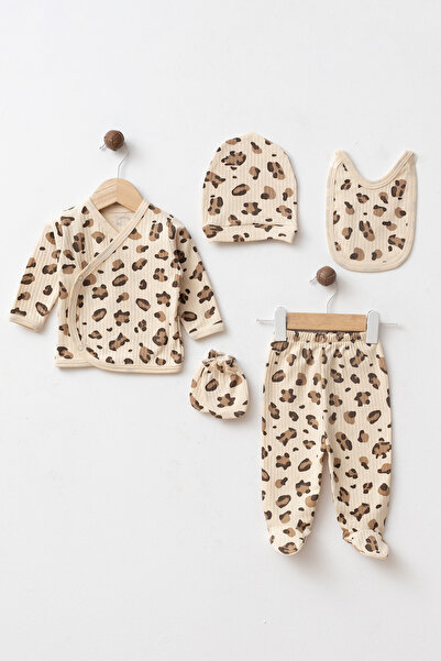 yukobaby bebeğiniz için en doğalı Baby Leopard 100% Cotton 5-Piece Newborn Ho...