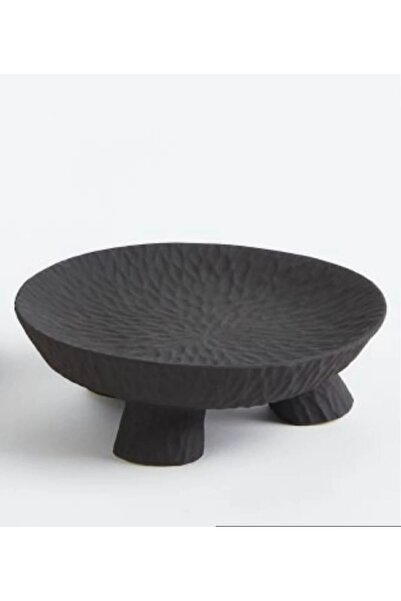 Elada Beton 22 cm in Diameter, Wide 3-Legged Decorative Bowl, Plate, Asymmetr...