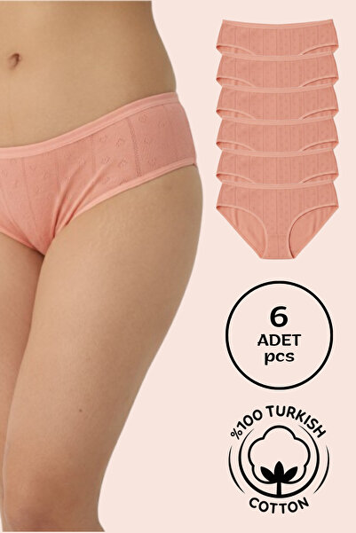 NETLY Women's Jacquard Bato Panties (6 Pieces) - 100% Cotton