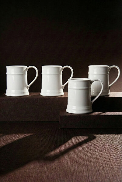 Perotti Pure Tankard Set of 4 Pure White Porcelain 230 ml Mugs
