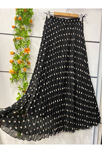 edu collection Polka Dot Chiffon Bell Skirt with Lining