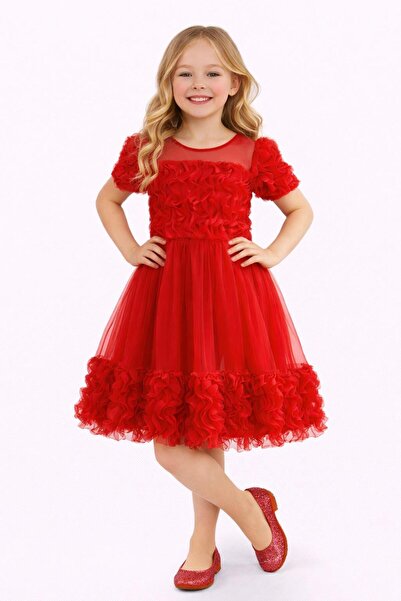 Nacar 23 Nisan 29 Ekim Gösteri Kıyafeti Kız Çocuk Beyaz Fırfırlı Tül Detaylı ...