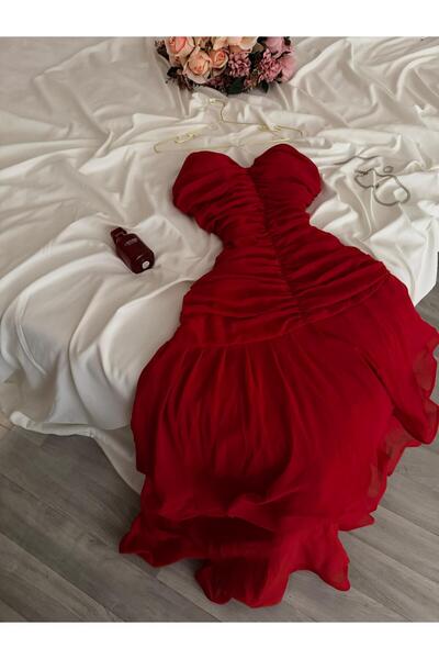 SKY dresses red chiffon midi dress