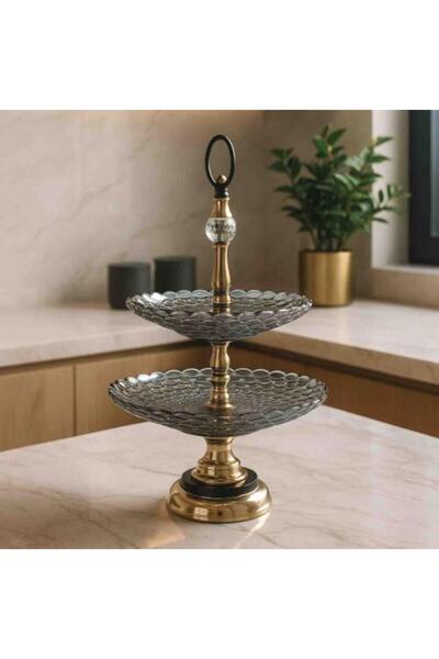 Generic Luxury Two-Tier Serving Stand – Glass and Gold Support