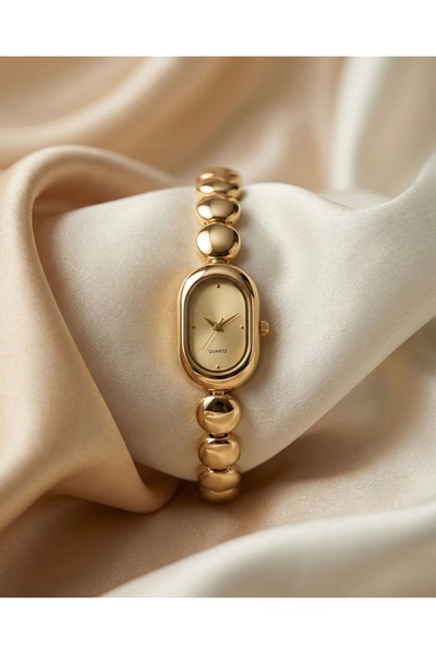 KLISHE Butik ساعة نسائية من الفولاذ باللون الذهبي، حزام كلاسيكي، هيكل بيضاوي،...