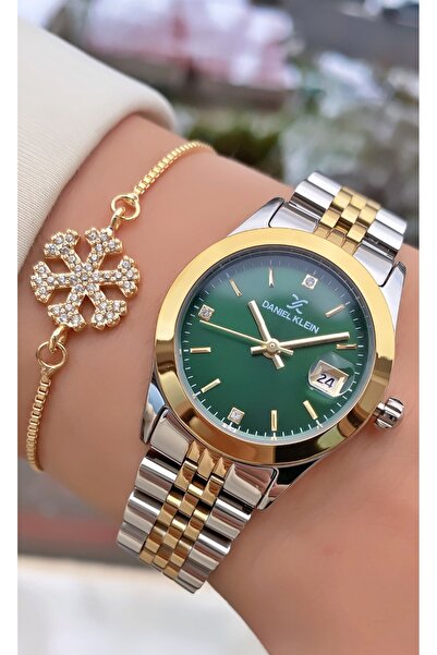 Daniel Klein Brand Yellow Silver Color Women's Wristwatch - Bracelet Gift