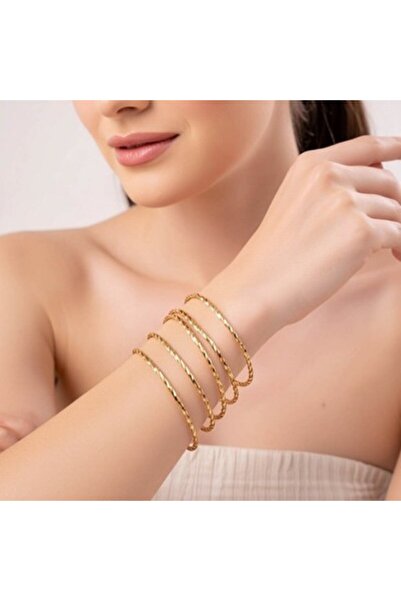 unbranded Elegant Gold-Color Twisted Bangles Set – 6 pcs | Stylish & Lightwei...