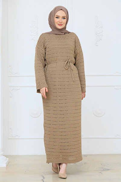 Pamuk Butik Women's Mesh Mercerized Knitwear Dress with Underwear