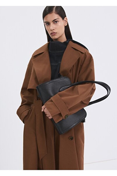 MANGO Woman Çift düğmeli uzun trençkot