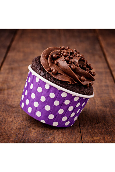 Balonsan Purple Polka Dot Muffin Cupcake Mold 50 Pieces