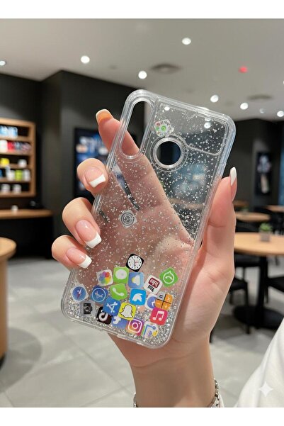 TECNOTREND Huawei P30 Lite Uyumlu Kılıf Desenli Simli Sulu Silikon Kapak