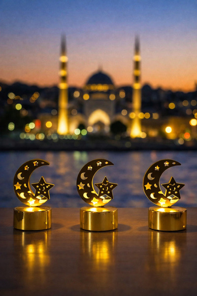 Leytin Ramazan’a Özel LED Işıklı Ay Yıldız Lamba Gold Dekoratif Gece Lambası ...