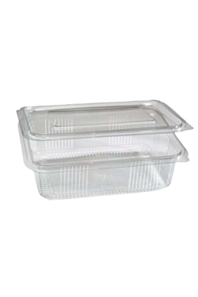 LYNICOS Set of 100 Transparent PET Containers with Attached Lid, 2000 ml