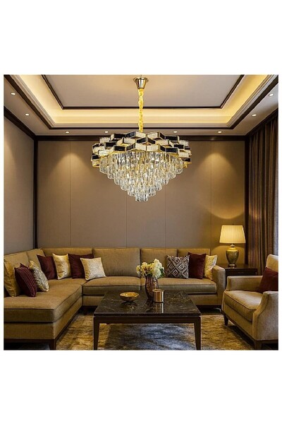 Hummer ثريا كريستال مودرن لون ذهبي مقاس 80 سم مقاس قاعده الاناره E14 عدد اللم...