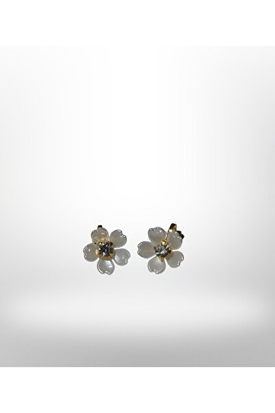 VERSEIN ATELIER Deliksiz Kulaklar İçin Sıkıştırmalı Krem-Gold Çiçek Tasarımlı...