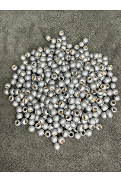 Mos Tespih 10 bucăți mărgele din lemn de culoare argintie de 10 mm, mărgele d...